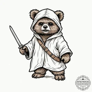 47. neo-traditional tattoo of an ewok, fierce... - эскиз тату (№1753215097_0, 22.07.2025 20:11) — tattoo-photo.ru