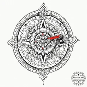 Ray gun, artistic tattoo sketch, black and re... - эскиз тату (№1753217143_0, 22.07.2025 20:45) — tattoo-photo.ru