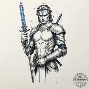 A sketch of a fremen warrior in a stillsuit,... - эскиз тату (№1753218134_0, 22.07.2025 21:02) — tattoo-photo.ru