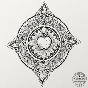 A neo-traditional tattoo of a "red apple" cig... - эскиз тату (№1753219022_0, 22.07.2025 21:17) — tattoo-photo.ru