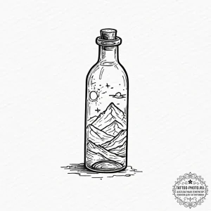 Tattoo sketch a classic "message in a bottle,... - эскиз тату (№1753219765_0, 22.07.2025 21:29) — tattoo-photo.ru