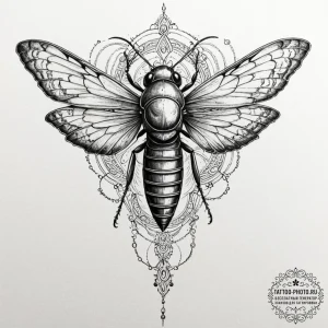 Tattoo sketch a cicada with wings that look l... - эскиз тату (№1753220752_0, 22.07.2025 21:45) — tattoo-photo.ru