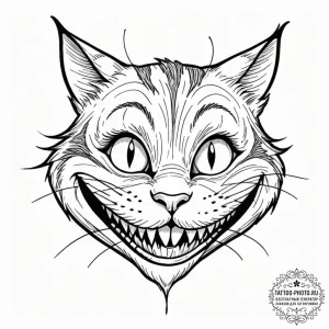 A graphic novel style portrait of the cheshir... - эскиз тату (№1753222377_0, 22.07.2025 22:12) — tattoo-photo.ru