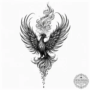 Tattoo design a phoenix transforming into a c... - эскиз тату (№1753222716_0, 22.07.2025 22:18) — tattoo-photo.ru