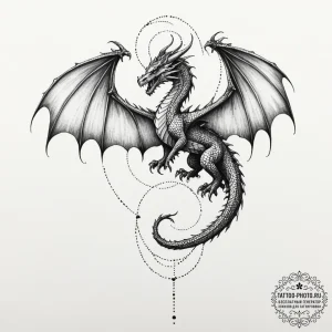 Tattoo sketch a dragon's wing casting a shado... - эскиз тату (№1753222800_0, 22.07.2025 22:20) — tattoo-photo.ru