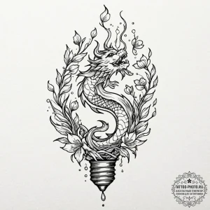 Tattoo sketch a lightbulb, its filament not g... - эскиз тату (№1753223477_0, 22.07.2025 22:31) — tattoo-photo.ru