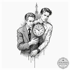 A sketch of captain koons giving young butch... - эскиз тату (№1753223561_0, 22.07.2025 22:32) — tattoo-photo.ru