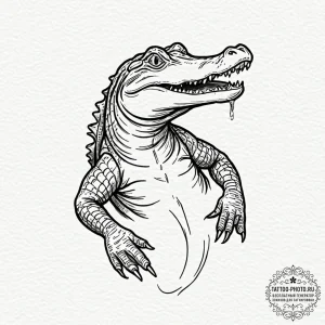Alligator, tattoo line art, on a clean white... - эскиз тату (№1753224663_0, 22.07.2025 22:51) — tattoo-photo.ru