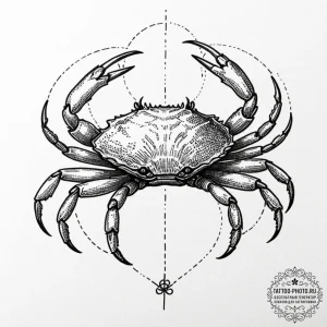 Tattoo design a cancer crab, with a small cha... - эскиз тату (№1753225511_0, 22.07.2025 23:05) — tattoo-photo.ru