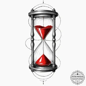 Hourglass, artistic tattoo sketch, black and... - эскиз тату (№1753226184_0, 22.07.2025 23:16) — tattoo-photo.ru