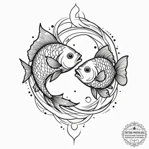 Tattoo design pisces fish, one in dotwork, th... - эскиз тату (№1753227933_0, 22.07.2025 23:45) — tattoo-photo.ru