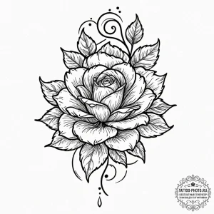 A wilting black rose losing its petals, ink i... - эскиз тату (№1753229185_0, 23.07.2025 00:06) — tattoo-photo.ru