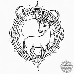 Tattoo design a zodiac animal with a single,... - эскиз тату (№1753231955_0, 23.07.2025 00:52) — tattoo-photo.ru