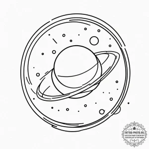 Tattoo design a stylized planet with a subtle... - эскиз тату (№1753232487_0, 23.07.2025 01:01) — tattoo-photo.ru