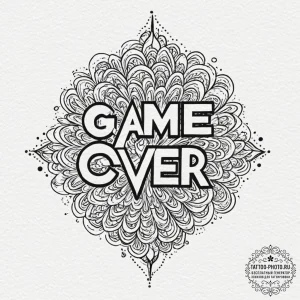 Tattoo design a glowing 'game over' screen me... - эскиз тату (№1753232640_0, 23.07.2025 01:04) — tattoo-photo.ru