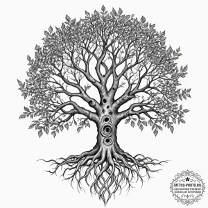 A linework tattoo of the world tree, yggdrasi... - эскиз тату (№1753233020_0, 23.07.2025 01:10) — tattoo-photo.ru
