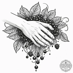 A person's hands, stained with berry juice af... - эскиз тату (№1753233631_0, 23.07.2025 01:20) — tattoo-photo.ru