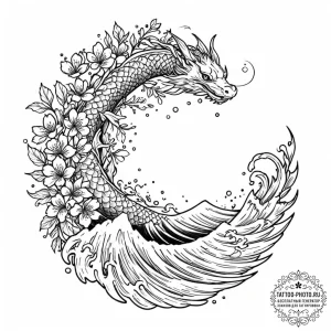 Tattoo design a silhouette of a flower, with... - эскиз тату (№1753236149_0, 23.07.2025 02:02) — tattoo-photo.ru