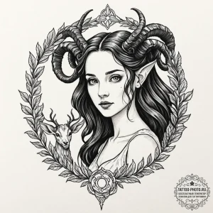 A neo-traditional tattoo of ofelia from pan's... - эскиз тату (№1753236226_0, 23.07.2025 02:03) — tattoo-photo.ru