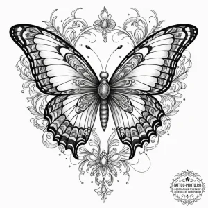 Tattoo sketch a butterfly with its wings made... - эскиз тату (№1753238050_0, 23.07.2025 02:34) — tattoo-photo.ru