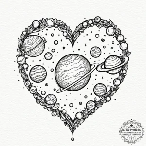 Tattoo design a planets' alignment, but the p... - эскиз тату (№1753238204_0, 23.07.2025 02:36) — tattoo-photo.ru
