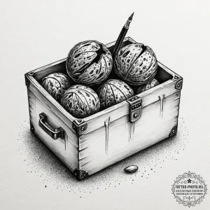 Linework tattoo of the gom jabbar and the box... - эскиз тату (№1753238356_0, 23.07.2025 02:39) — tattoo-photo.ru