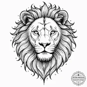 Tattoo sketch a leo lion with a single, shini... - эскиз тату (№1753239892_0, 23.07.2025 03:04) — tattoo-photo.ru