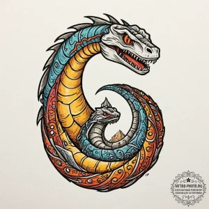 Neo-traditional tattoo design of a sandworm (... - эскиз тату (№1753240277_0, 23.07.2025 03:11) — tattoo-photo.ru