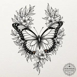 Tattoo design a butterfly whose wings are mad... - эскиз тату (№1753240738_0, 23.07.2025 03:18) — tattoo-photo.ru