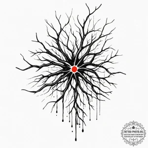 Neuron, tattoo drawing outline, bold outlines... - эскиз тату (№1753241880_0, 23.07.2025 03:38) — tattoo-photo.ru