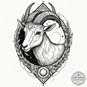 Tattoo design a capricorn goat-fish, half bla... - эскиз тату (№1753241956_0, 23.07.2025 03:39) — tattoo-photo.ru