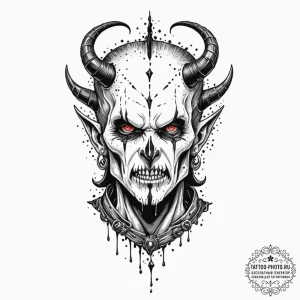 A trash polka tattoo of the lord of terror, d... - эскиз тату (№1753243479_0, 23.07.2025 04:04) — tattoo-photo.ru