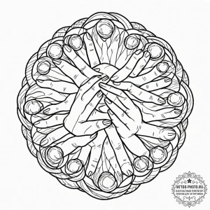 Tattoo design a circular pattern of abstract... - эскиз тату (№1753245380_0, 23.07.2025 04:36) — tattoo-photo.ru