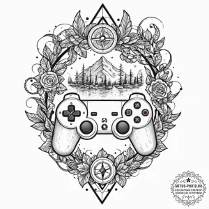 Tattoo sketch a deconstructed game controller... - эскиз тату (№1753246294_0, 23.07.2025 04:51) — tattoo-photo.ru