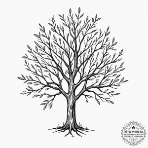 Tattoo design a minimalist tree where each br... - эскиз тату (№1753246600_0, 23.07.2025 04:56) — tattoo-photo.ru