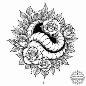 A trash polka composition of a sandworm, spic... - эскиз тату (№1753247593_0, 23.07.2025 05:13) — tattoo-photo.ru