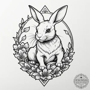 A neo-traditional tattoo of the white rabbit... - эскиз тату (№1753248962_0, 23.07.2025 05:36) — tattoo-photo.ru