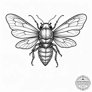 Tattoo sketch a cicada shedding its exoskelet... - эскиз тату (№1753249343_0, 23.07.2025 05:42) — tattoo-photo.ru