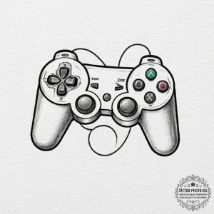 Tattoo sketch a gamepad d-pad with directions... - эскиз тату (№1753251628_0, 23.07.2025 06:20) — tattoo-photo.ru