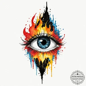 Trash polka style tattoo of the eye of sauron... - эскиз тату (№1753252084_0, 23.07.2025 06:28) — tattoo-photo.ru