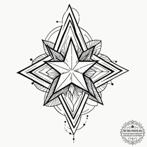 Five-pointed star, tattoo line art, clean lin... - эскиз тату (№1753254747_0, 23.07.2025 07:12) — tattoo-photo.ru