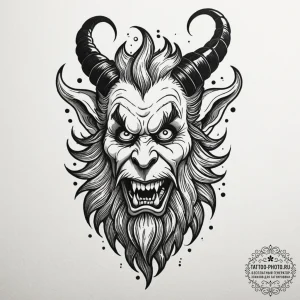A trash polka tattoo of krampus, the christma... - эскиз тату (№1753255815_0, 23.07.2025 07:30) — tattoo-photo.ru
