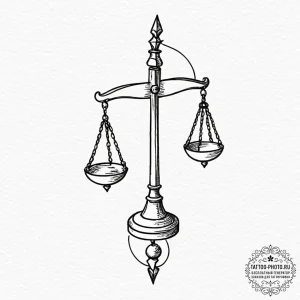 Tattoo sketch libra's scales depicted as a pe... - эскиз тату (№1753258179_0, 23.07.2025 08:09) — tattoo-photo.ru
