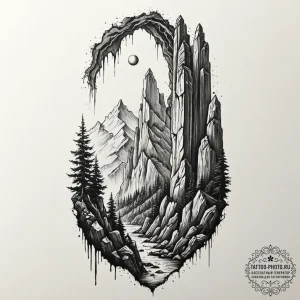 Neo-traditional tattoo of the argonath, the p... - эскиз тату (№1753258408_0, 23.07.2025 08:13) — tattoo-photo.ru