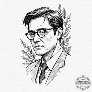 A watercolor sketch of atticus finch from to... - эскиз тату (№1753260313_0, 23.07.2025 08:45) — tattoo-photo.ru