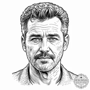 Graphic novel style portrait of a grizzled, o... - эскиз тату (№1753261835_0, 23.07.2025 09:10) — tattoo-photo.ru
