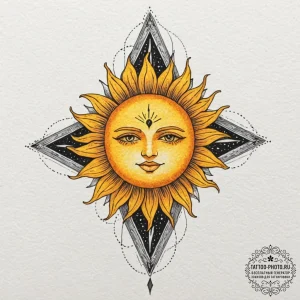 Tattoo design a glowing yellow and orange wat... - эскиз тату (№1753262141_0, 23.07.2025 09:15) — tattoo-photo.ru