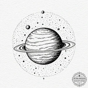 Jupiter (planet), tattoo sketch design, muted... - эскиз тату (№1753262903_0, 23.07.2025 09:28) — tattoo-photo.ru