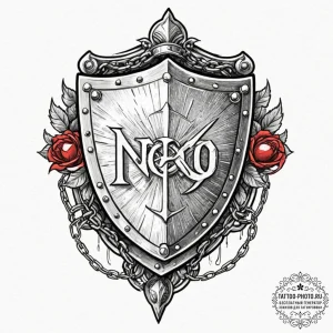 Tattoo design a shield with a stylized symbol... - эскиз тату (№1753263057_0, 23.07.2025 09:30) — tattoo-photo.ru