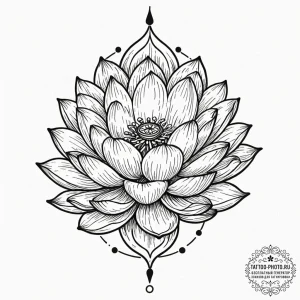 Tattoo sketch a lotus flower, its petals open... - эскиз тату (№1753263832_0, 23.07.2025 09:43) — tattoo-photo.ru